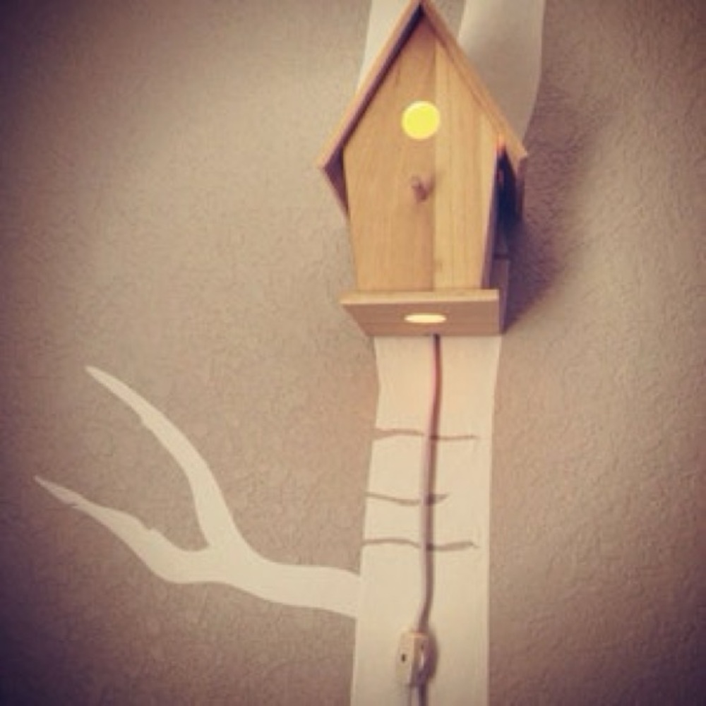 Birdhouse Nightlight unfinished wood woodland nursery